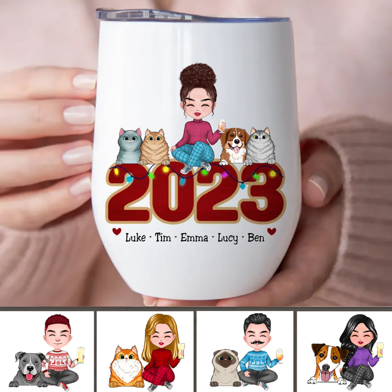 Pet Lovers - May Your Christmas Be Furry And Bright - Personalized Wine Tumbler