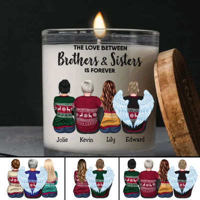 Brothers & Sisters - The Love Between Brothers & Sisters Is Forever - Personalized Glass Candle