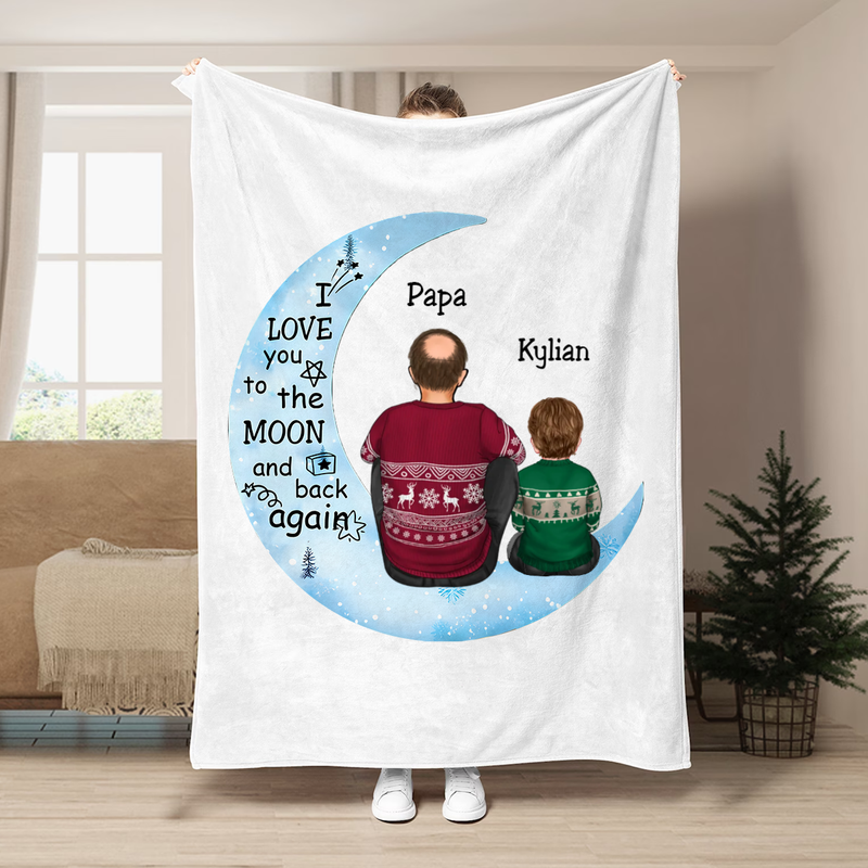 Mother - I Love You To The Moon And Back Again - Personalized Blanket (M5)