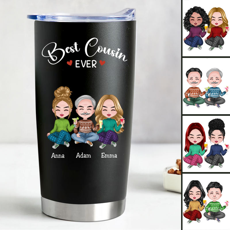 20oz Personalized Stainless Steel Tumbler - Best Cousin Ever (BL)