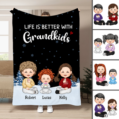 Family - Life Is Better With Grandkids - Personalized Blanket TC