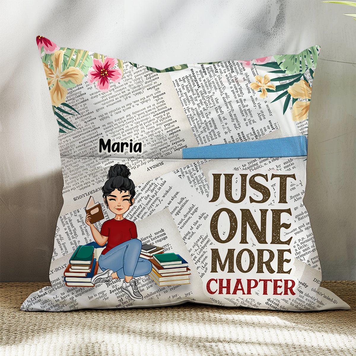 Reading One More Chapter - Gift For Book Lovers - Personalized Pocket Pillow