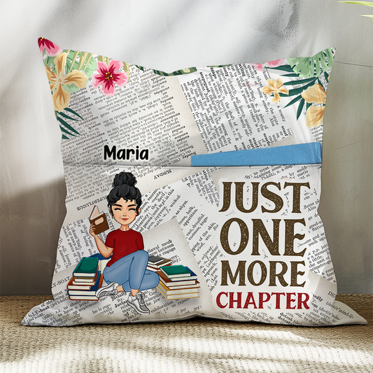 Reading One More Chapter - Gift For Book Lovers - Personalized Pocket Pillow