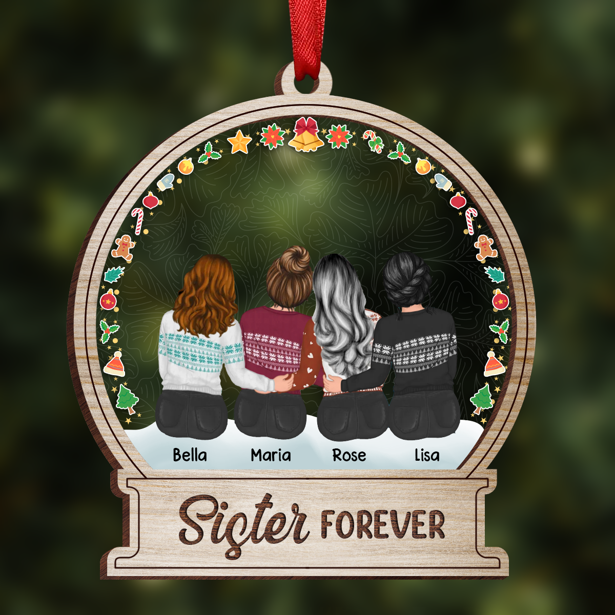 Sisters Forever Besties Forever - Christmas Gift For Sisters And Best Friends - Personalized Acylic Ornament