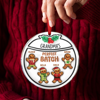 Gingerbread Cookies Grandma Grandpa Perfect Patch - 3D Inflated Effect Printed Personalized Circle Acrylic Ornament