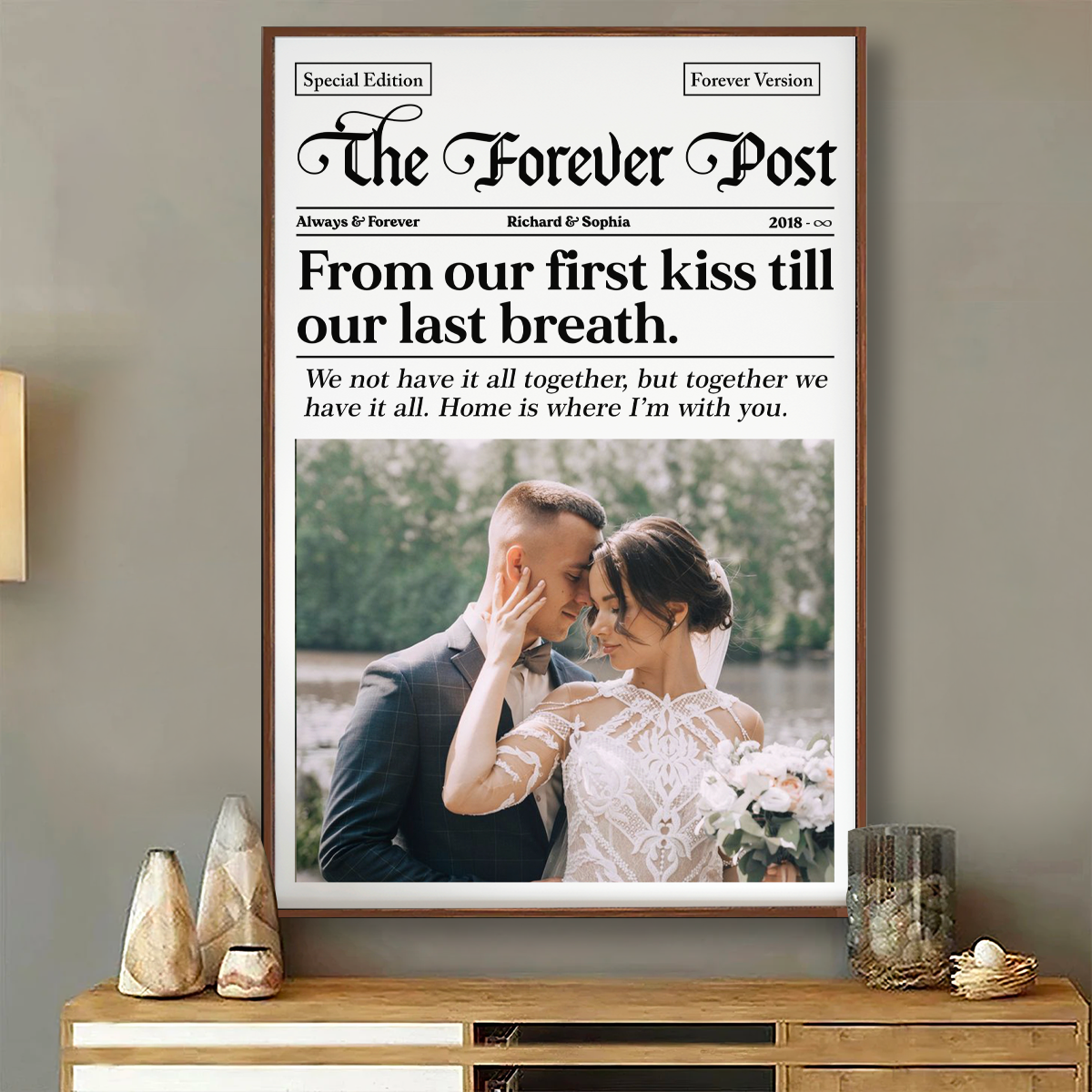 Couple Newspaper Anniversary Gift Valentine's Day Gift Photo Collage Personalized Poster