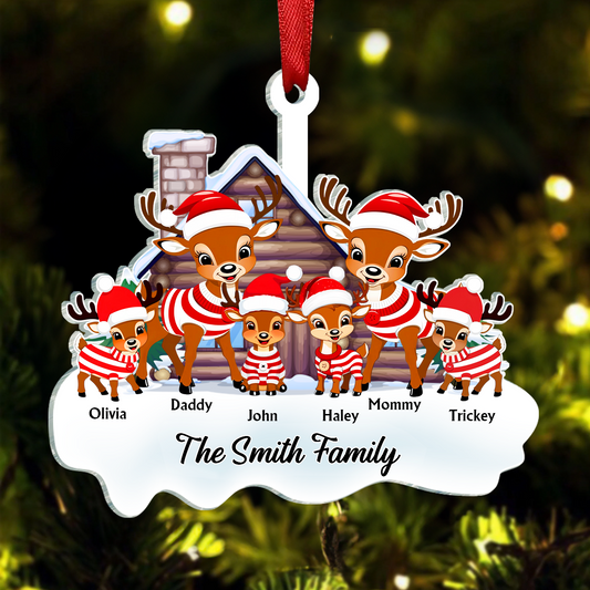 Reindeer Family Personalized Christmas Ornament