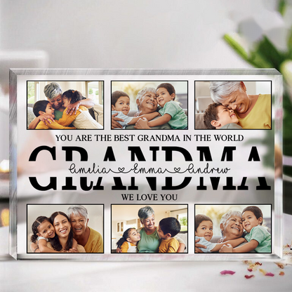 Custom Photo You Are The Best Grandma In The World - Family Personalized Custom Rectangle Shaped Acrylic Plaque - Gift For Mom, Grandma