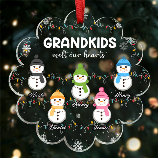 Grandkids Melt My Heart - Personalized Custom Shaped Acrylic Ornament