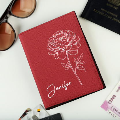 Birth Month Flower - Personalized Passport Cover, Passport Holder