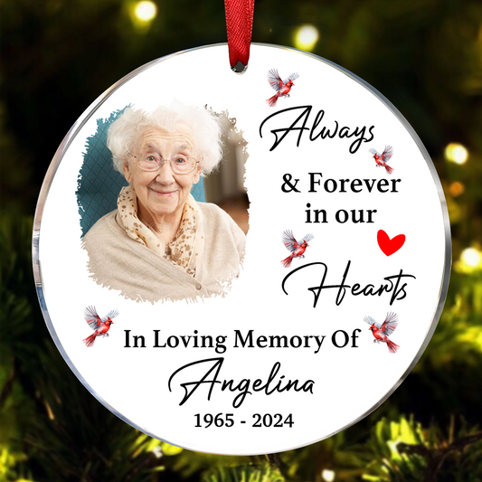 Custom Photo In Loving Memory Christmas Memorial - Personalized Circle Ornament