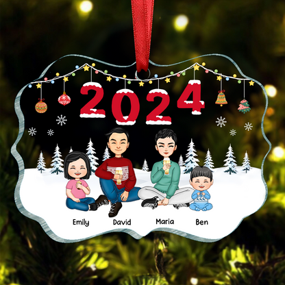 2024 Christmas Cartoon Family Dog Cat - Personalized Acrylic Ornament