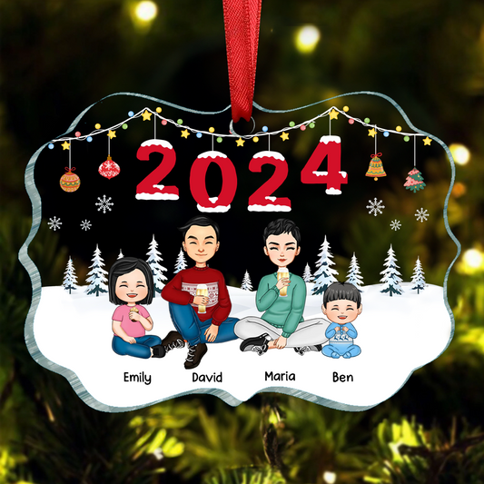 2024 Christmas Cartoon Family Dog Cat - Personalized Acrylic Ornament