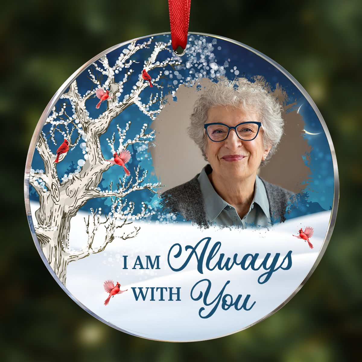 Custom Photo Christmas Will Never Be The Same Without You - Personalized Circle Ornament