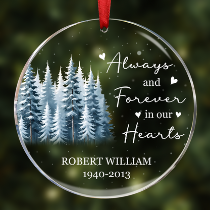 Always And Forever In Our Hearts Memorial Keepsake Personalized Acrylic Ornament