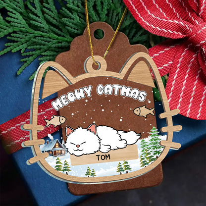 Lying Cat Meowy Catmas - Personalized Ornament