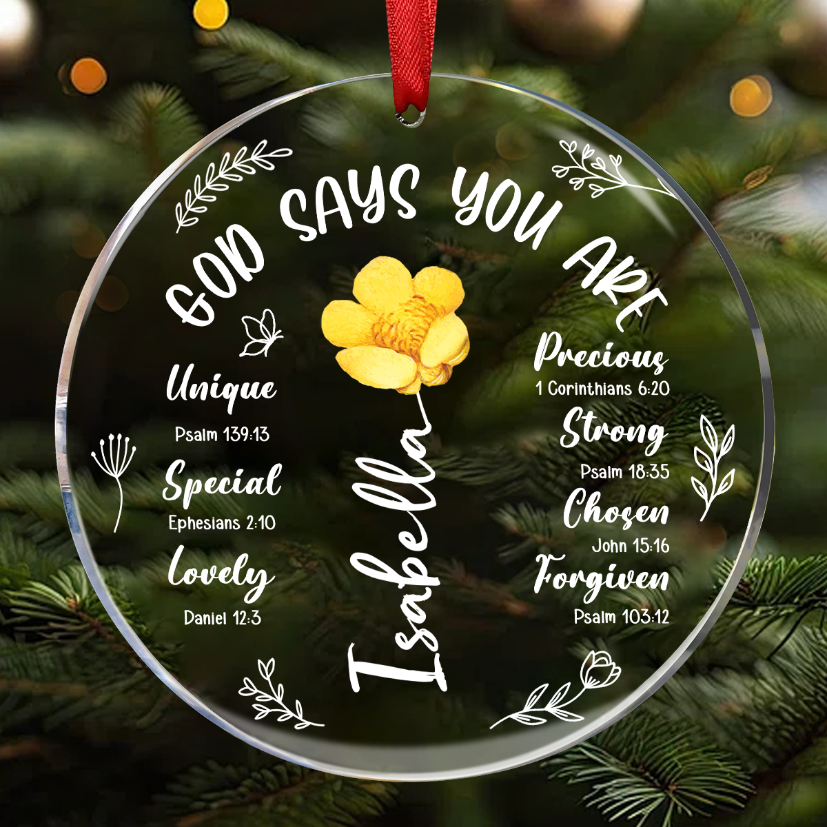 You Are Beautiful Like A Flower - Affirmation Personalized Custom Circle Acrylic Ornament - Christmas Gift For Yourself