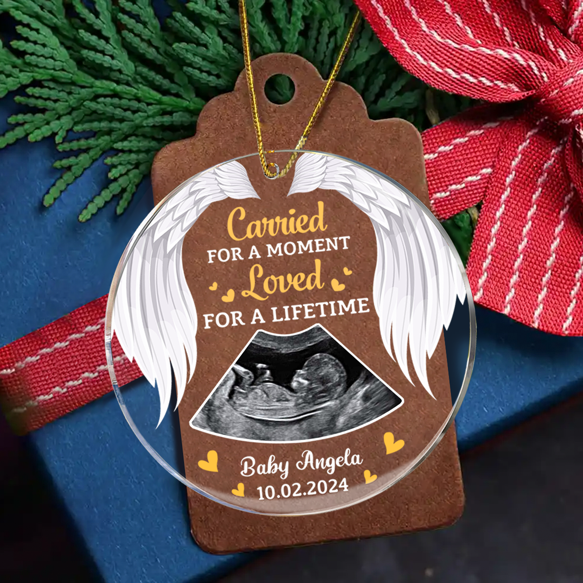 Custom Photo Memorial Carried For A Moment Loved For A Lifetime - Personalized Circle Ornament