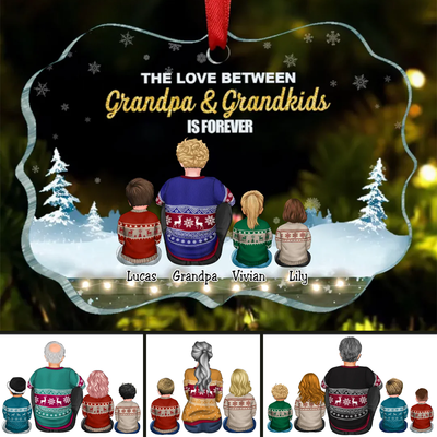 Family - The Love Between Grandpa & Grandkids Is Forever - Personalized Ornament
