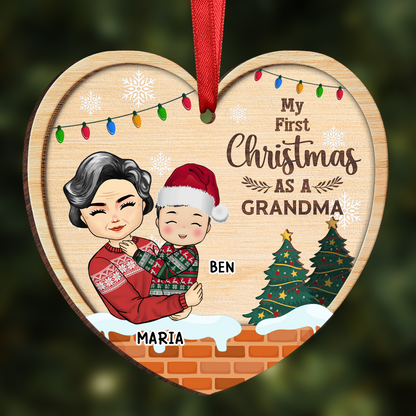 My First Christmas As A Grandma - Personalized Wooden Ornament