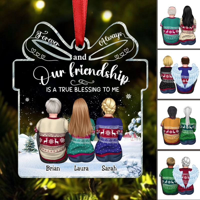 Besties - Our Friendship is a True Blessing to me - Personalized Transparent Ornament (V2)