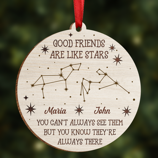 Friends Are Like Stars Zodiac Sign Personalized Wooden Ornament