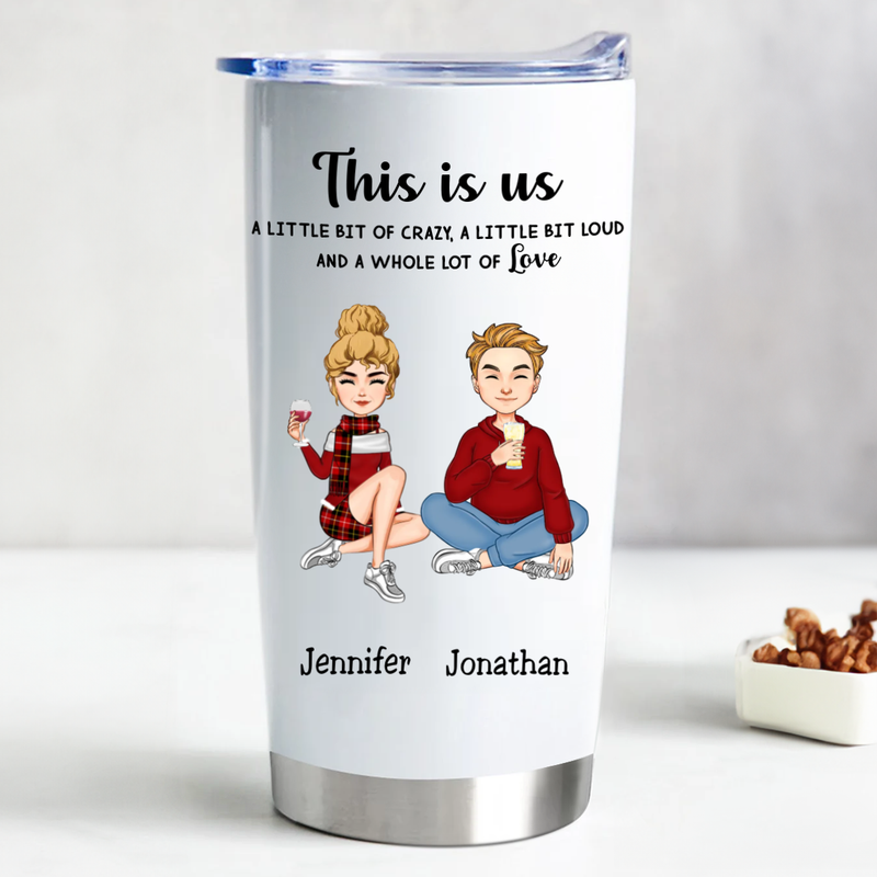 "This is Us" 20oz Personalized Stainless Steel Tumbler with Leak-Proof Lid - Keeps Drinks Hot or Cold for Hours