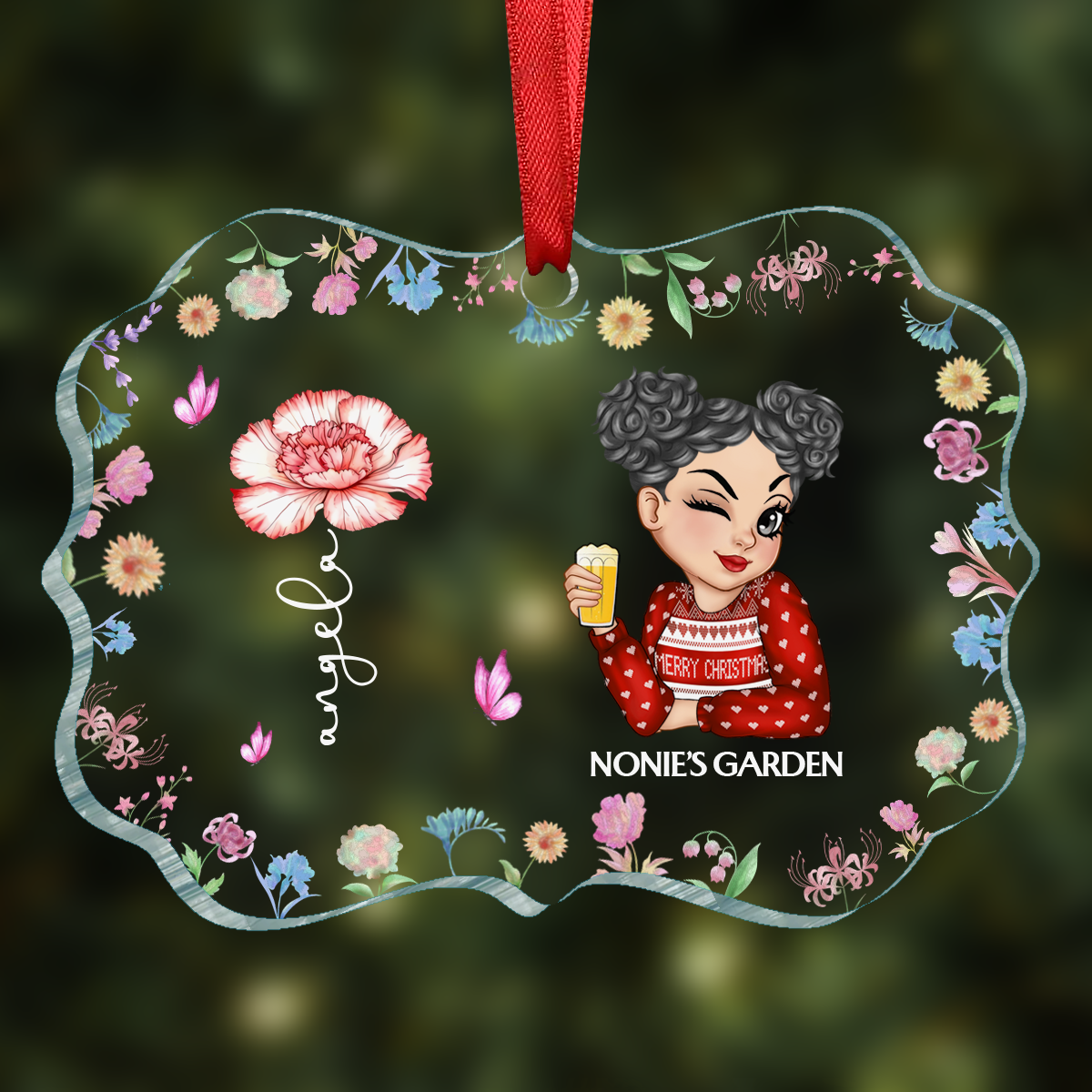 Grandma's Flower Garden - Personalized Medallion Acrylic Ornament