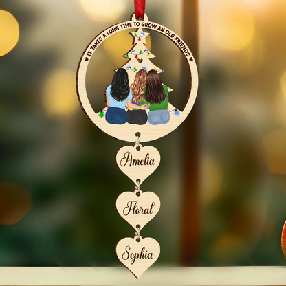 Grow Old Friends - Personalized Wooden Ornament With Wooden Tag