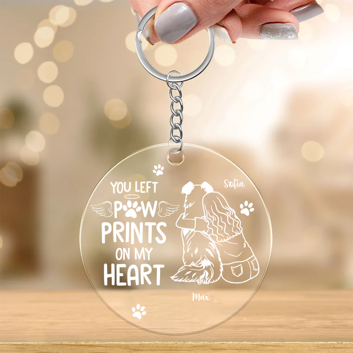 Dog Memorial Outline Personalized Acrylic Keychain