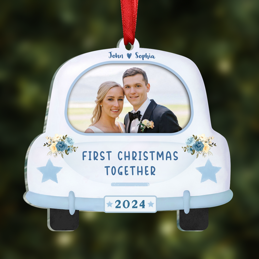 First Christmas Together Personalized Photo Frame Ornament, Newlywed Gift, Hanging Photo Car Ornament, First Car Gift, Test Pass Gift