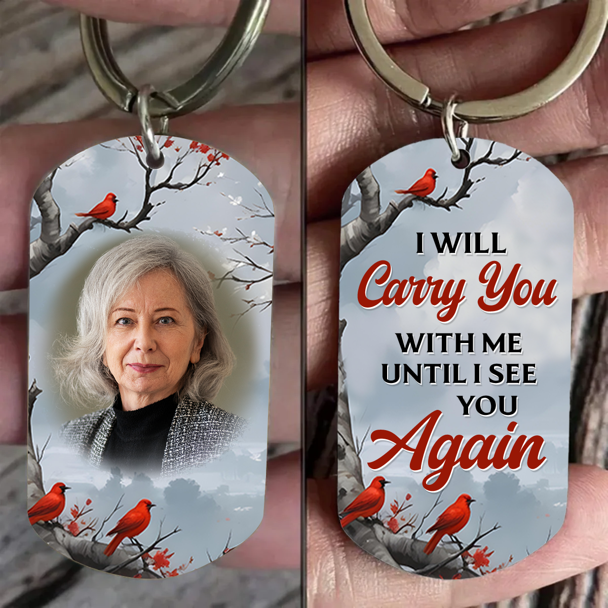 Custom Photo I'll Carry You - Memorial Gift For Family, Siblings, Friends - Personalized Aluminum Keychain