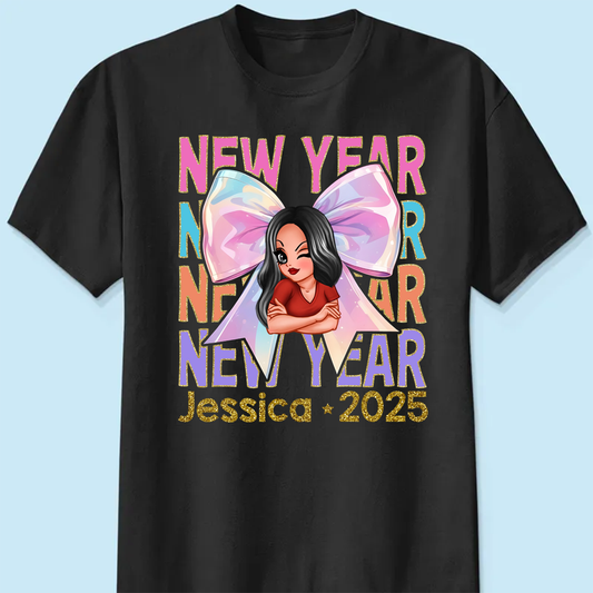 New year Coquette 2025, Happy New Year 2025 Retro Personalized Shirt, 12 New Chapters