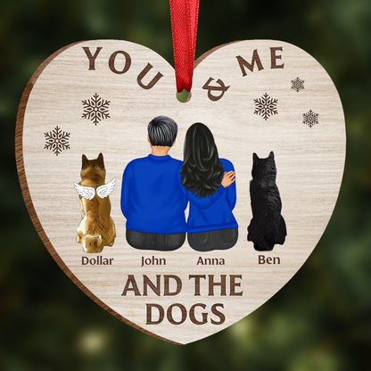 You & Me & The Dog Christmas Loving Couple - Personalized Custom Shaped Wooden Ornament