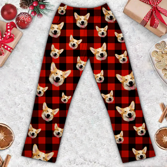 Custom Photo Funny Dog Cat Pet Human Face - Personalized Pajama Pants