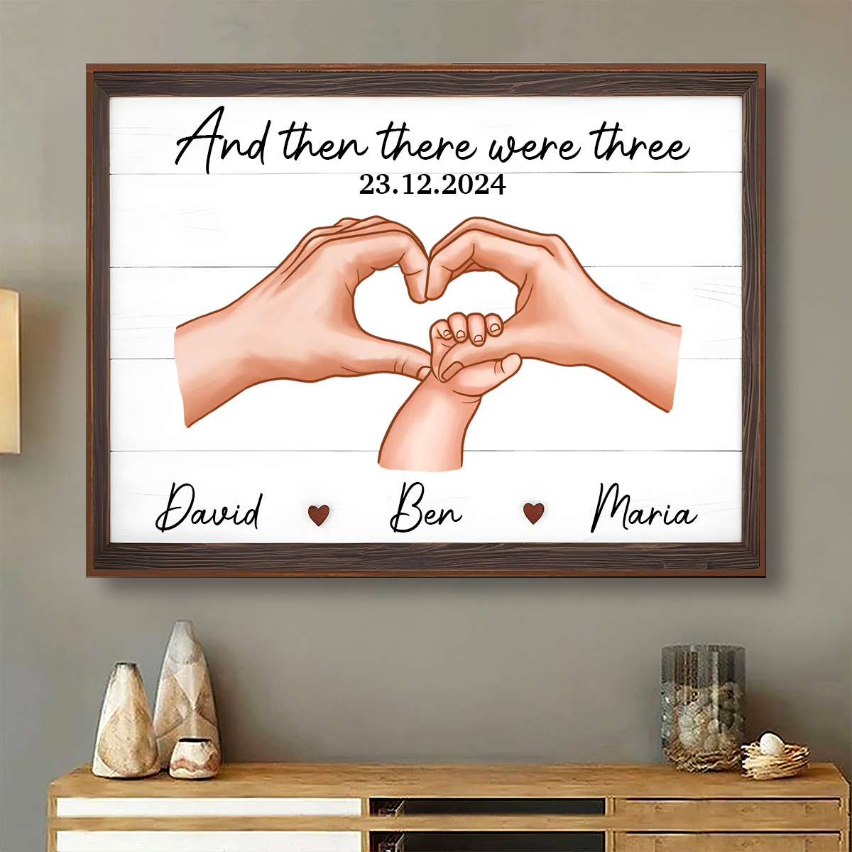 Family Of Three Personalized Poster, Heartfelt Gift For New Mom, New Dad, New Parents