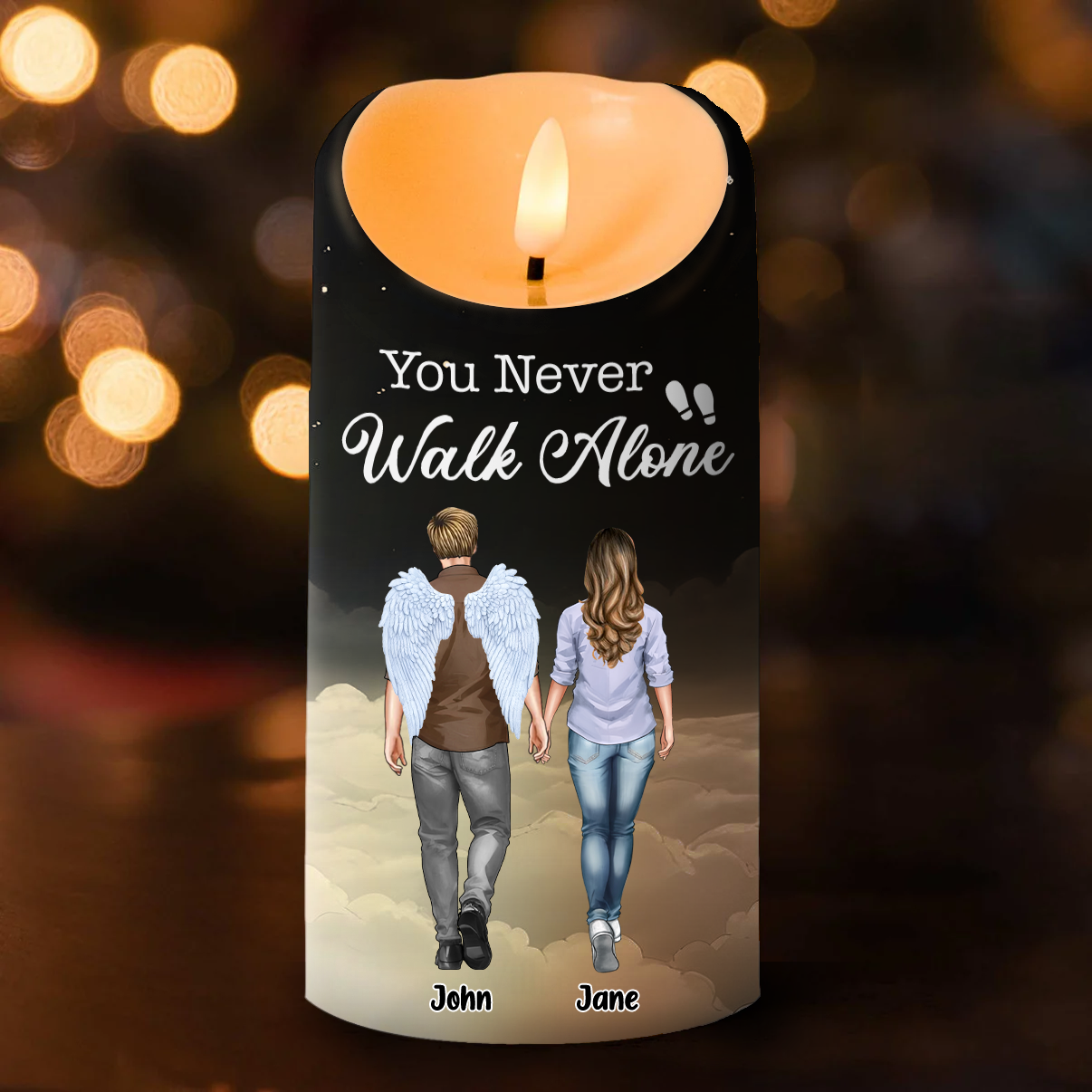 You Never Walk Alone - Personalized Flameless LED Candle