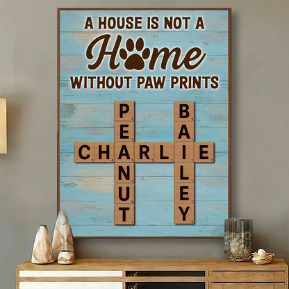 Home With Paw Prints Pet Crossword Puzzle Wall Art Home Decor Personalized Poster