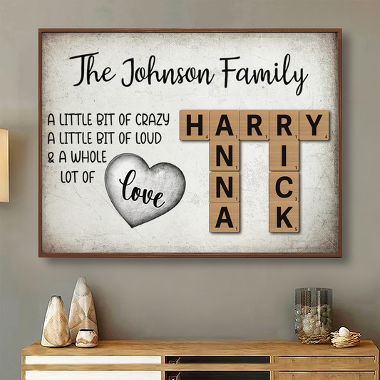 Family Lot Of Love Heart Crossword Art Puzzle Create A Moment Treasured Forever Personalized Poster