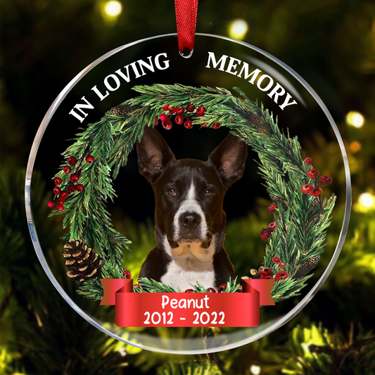 Custom Photo In Loving Memory - Christmas, Memorial Gift For Family, Pet Lovers - Personalized Circle Acrylic Ornament