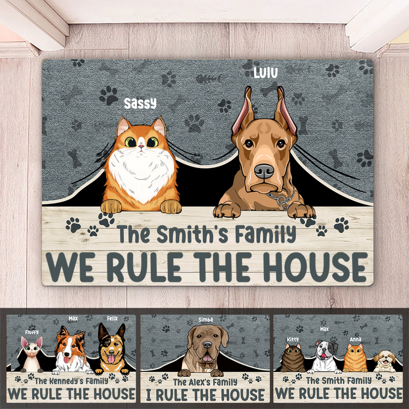 Pet Lovers - We Rule The House - Personalized Doormat (NM)