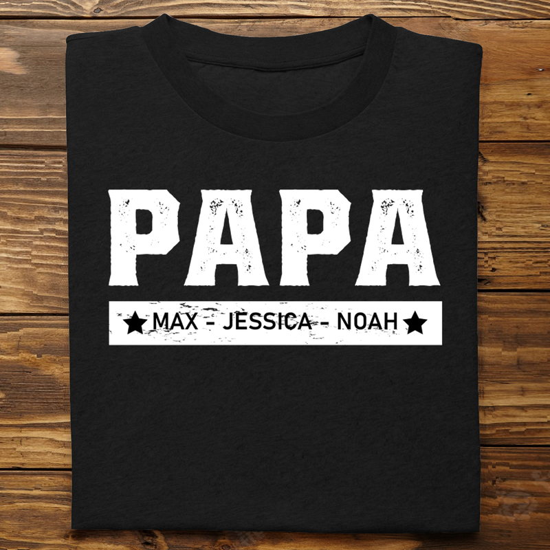 Family - With Kids Names Custom Papa - Personalized Unisex T-shirt