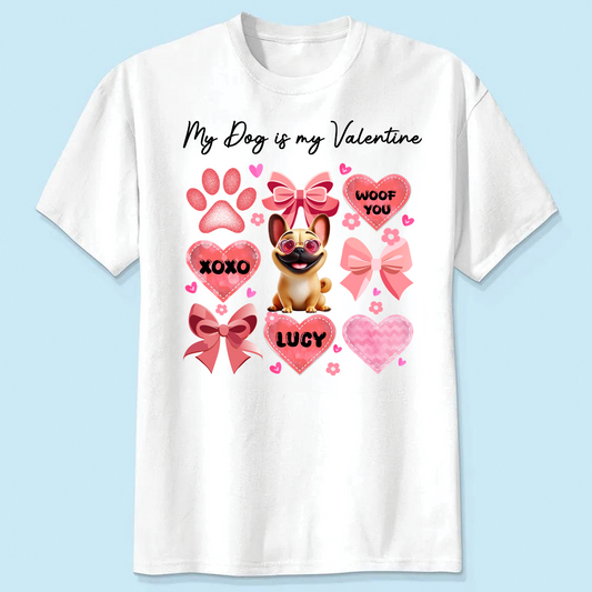 My Dogs Are My Valentine Coquette Cute Cartoon Dog Valentine's Day Gift For Dog Lover Personalized Shirt