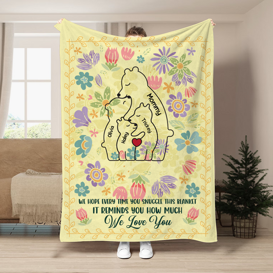 Mama Bear We Hope Every Time You Snuggle This Blanket - Personalized Fleece Blanket, Sherpa Blanket