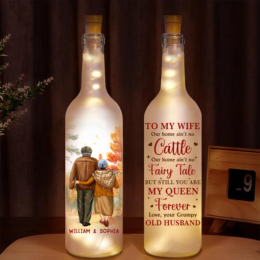 Couple To My Wife Our Home Ain't No Castle - Personalized Bottle Light