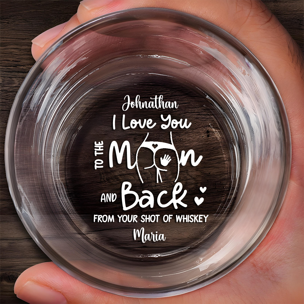 Couple I Love You To The Moon And Back From Wife To Husband - Personalized Engraved Whiskey Glass