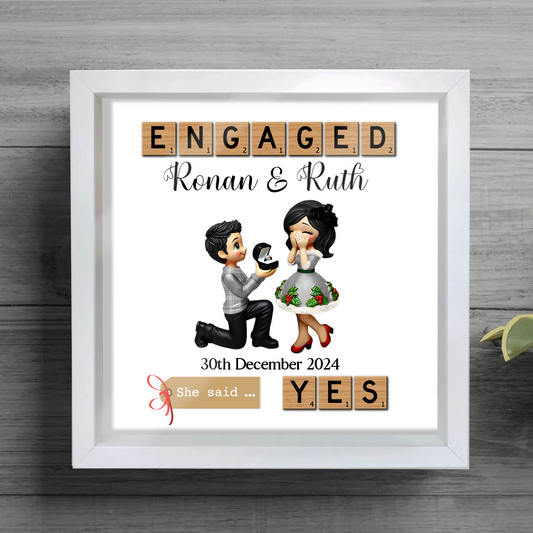 Personalized Couple Engagement Gift Photo Frame, Marriage Proposal Custom Just Engaged Valentine's Day Gifts for Couples