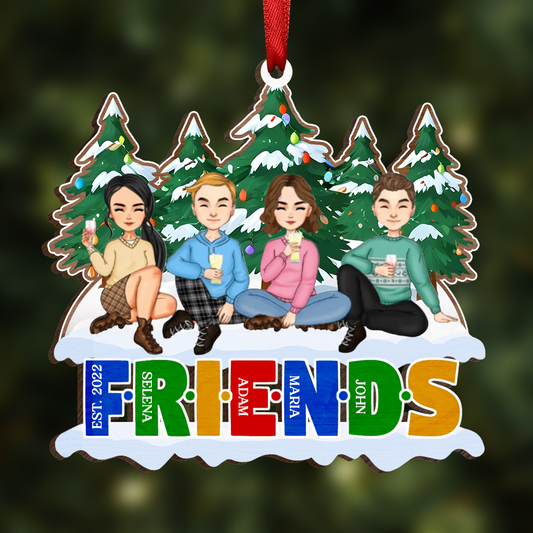 Christmas Friends Always Better Together - Personalized Wooden Cutout Ornament