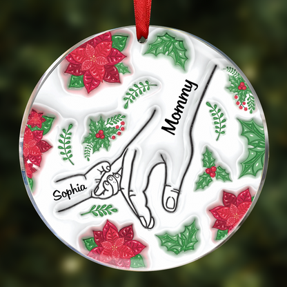 Christmas Hand In Hand, I Will Always Protect You - 3D Inflated Effect Printed Personalized Circle Ceramic Ornament