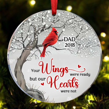 Cardinals Blossom Tree Dad Mom Memorial Personalized Circle Ornament